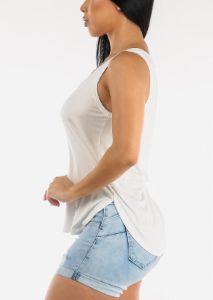 Sleeveless Vneck Tank Top White sold by Moda