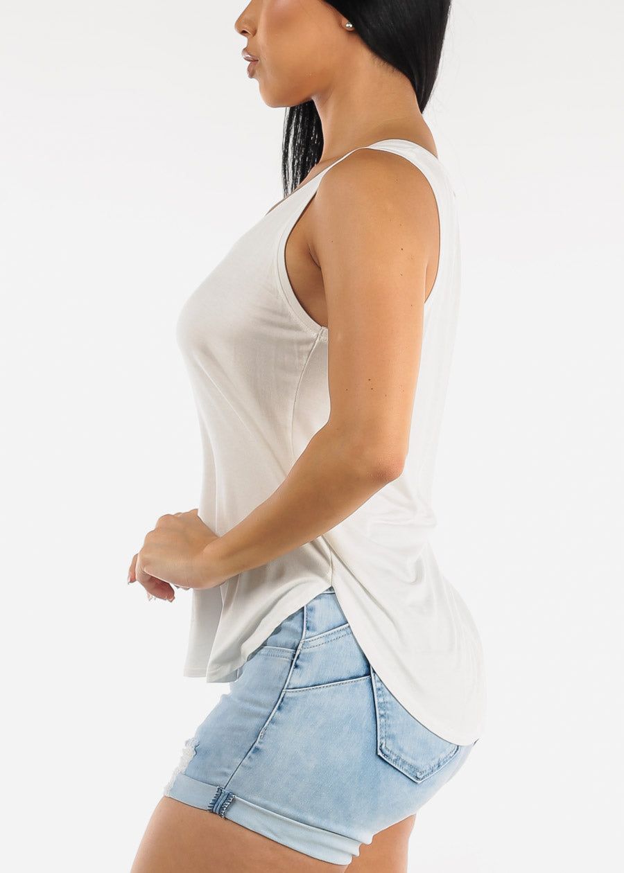 Sleeveless Vneck Tank Top White sold by Moda product image thumbnail 3
