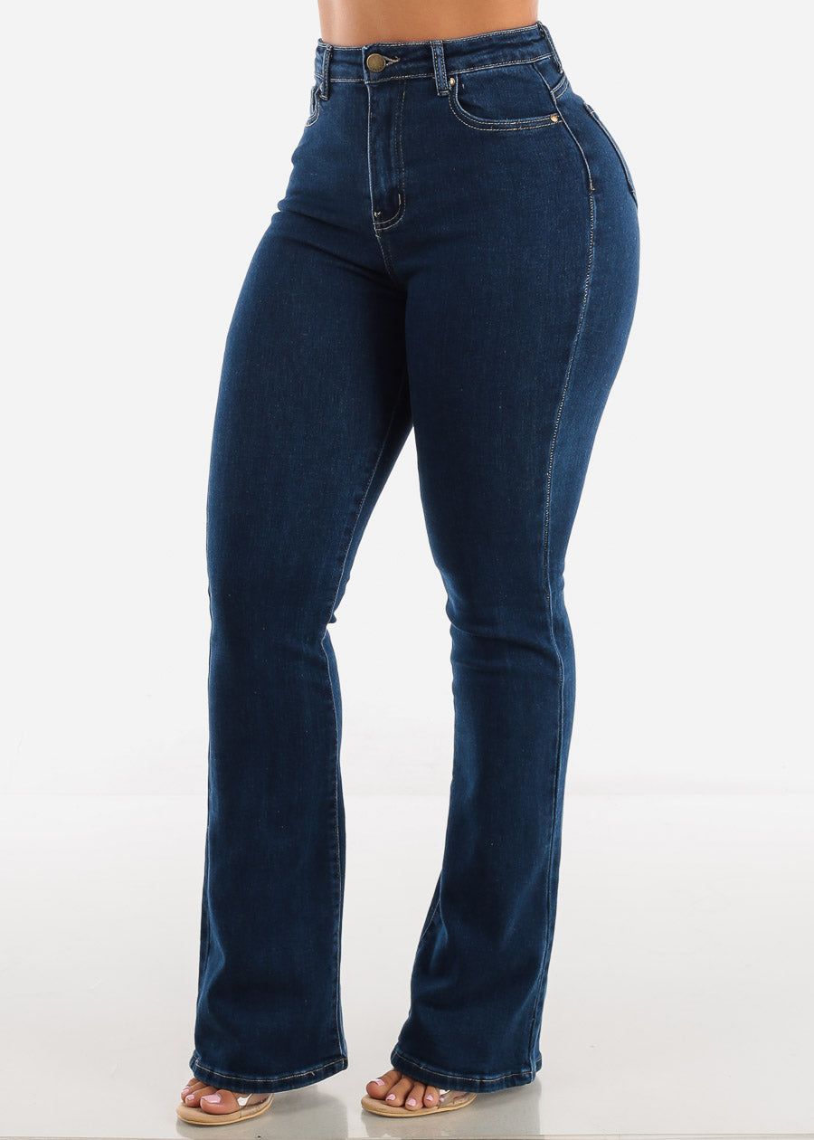 Butt Lifting Dark Blue Bootcut Jeans sold by Moda product image thumbnail 4