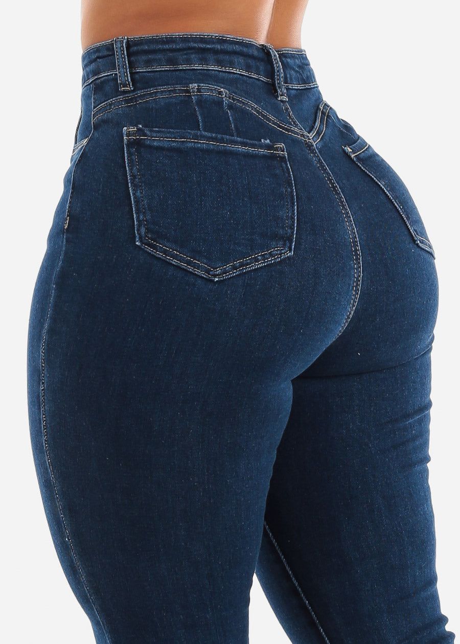 Butt Lifting Dark Blue Bootcut Jeans sold by Moda product image thumbnail 3