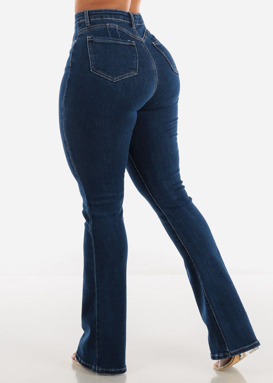 Butt Lifting Dark Blue Bootcut Jeans sold by Moda