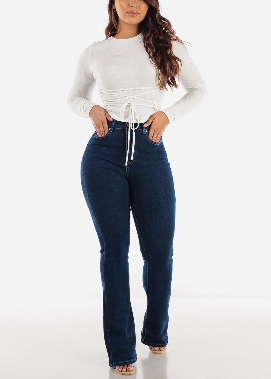 Butt Lifting Dark Blue Bootcut Jeans sold by Moda product image thumbnail 2