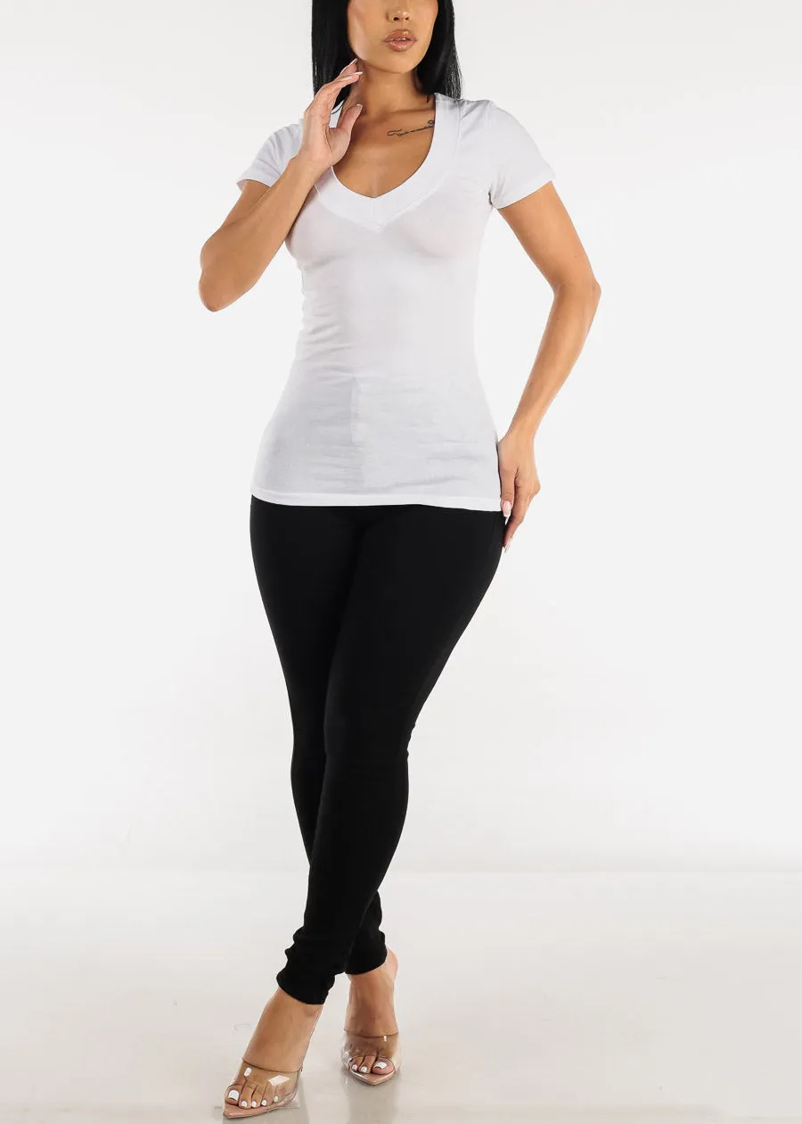 V-Neck Basic T-Shirt (White) sold by Moda product image thumbnail 4