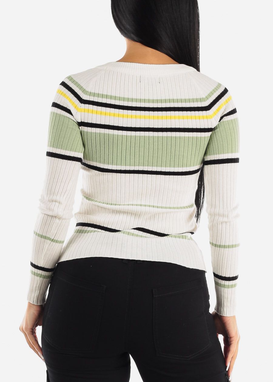 Long Sleeve Multi Stripe Sweater Sage sold by Moda product image thumbnail 4