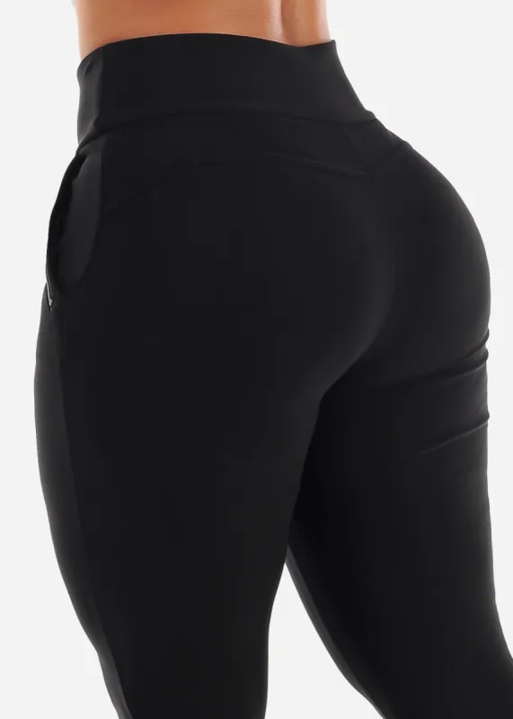 Black High Waist Butt Lift Skinny Pants sold by Moda