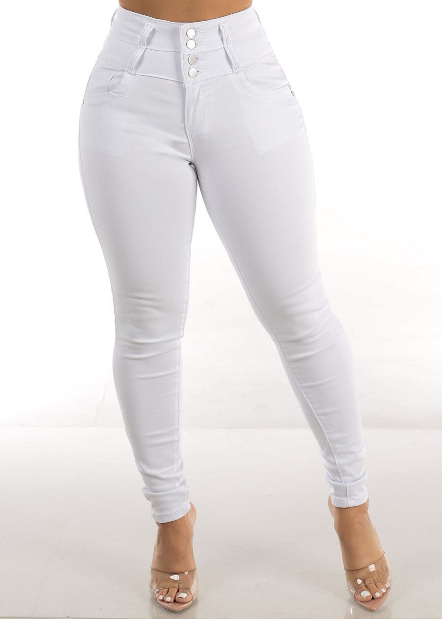White Butt Lift Super High Waist Skinny Jeans sold by Moda product image thumbnail 8