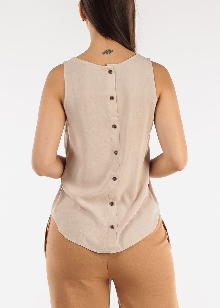 Scoop Neck Curved Hem Tank Top Taupe sold by Moda product image thumbnail 4