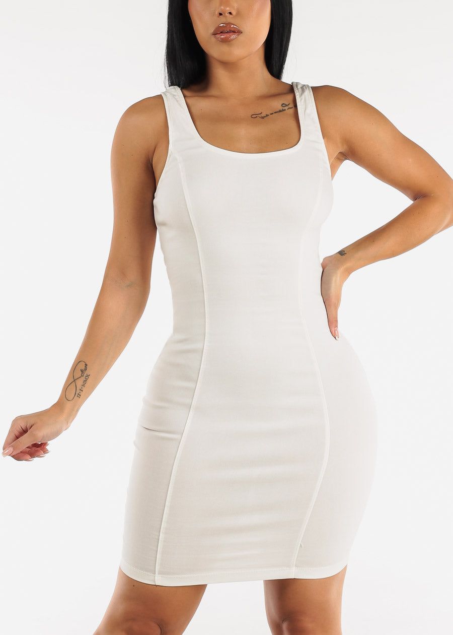 Hyper Stretch Sleeveless Bodycon Dress White sold by Moda product image thumbnail 2