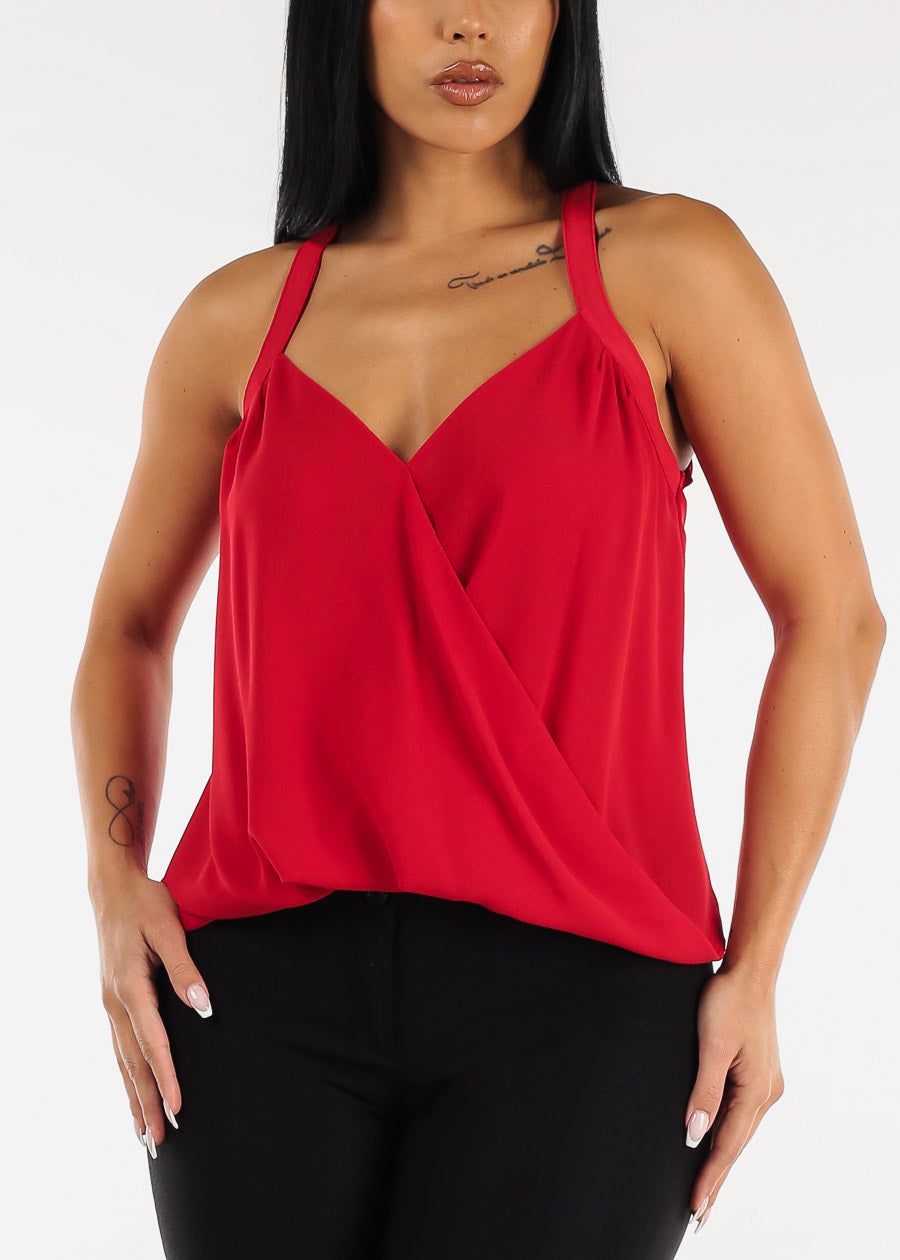 Red Chiffon Surplice Wrap Camisole Top sold by Moda product image thumbnail 3