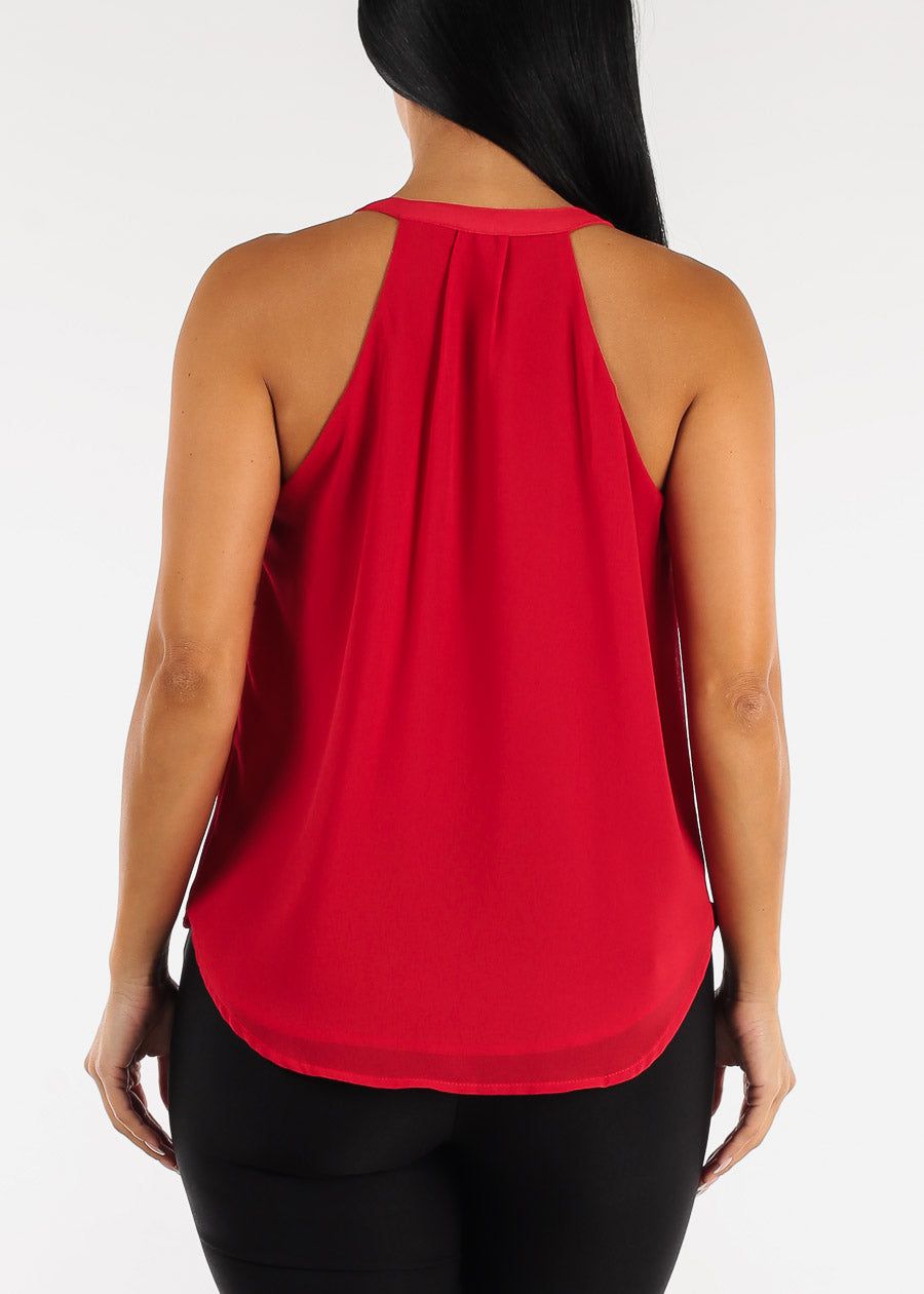 Red Chiffon Surplice Wrap Camisole Top sold by Moda product image thumbnail 5