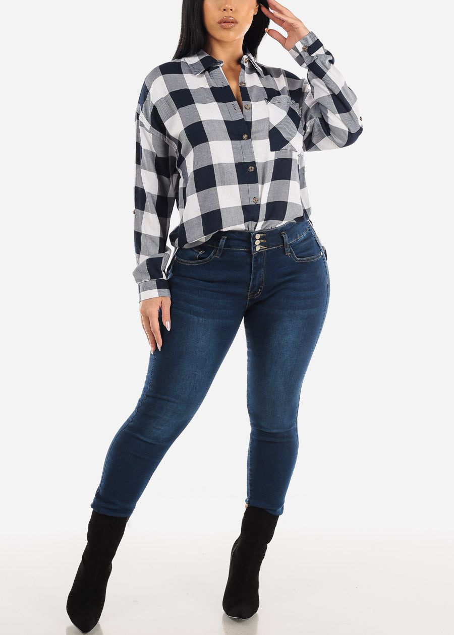 Butt Lifting Mid Rise Dark Denim Skinny Jeans sold by Moda product image thumbnail 2