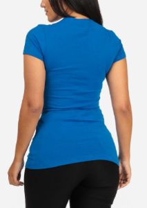 Cotton V Neck Basic Tee (Blue) sold by Moda
