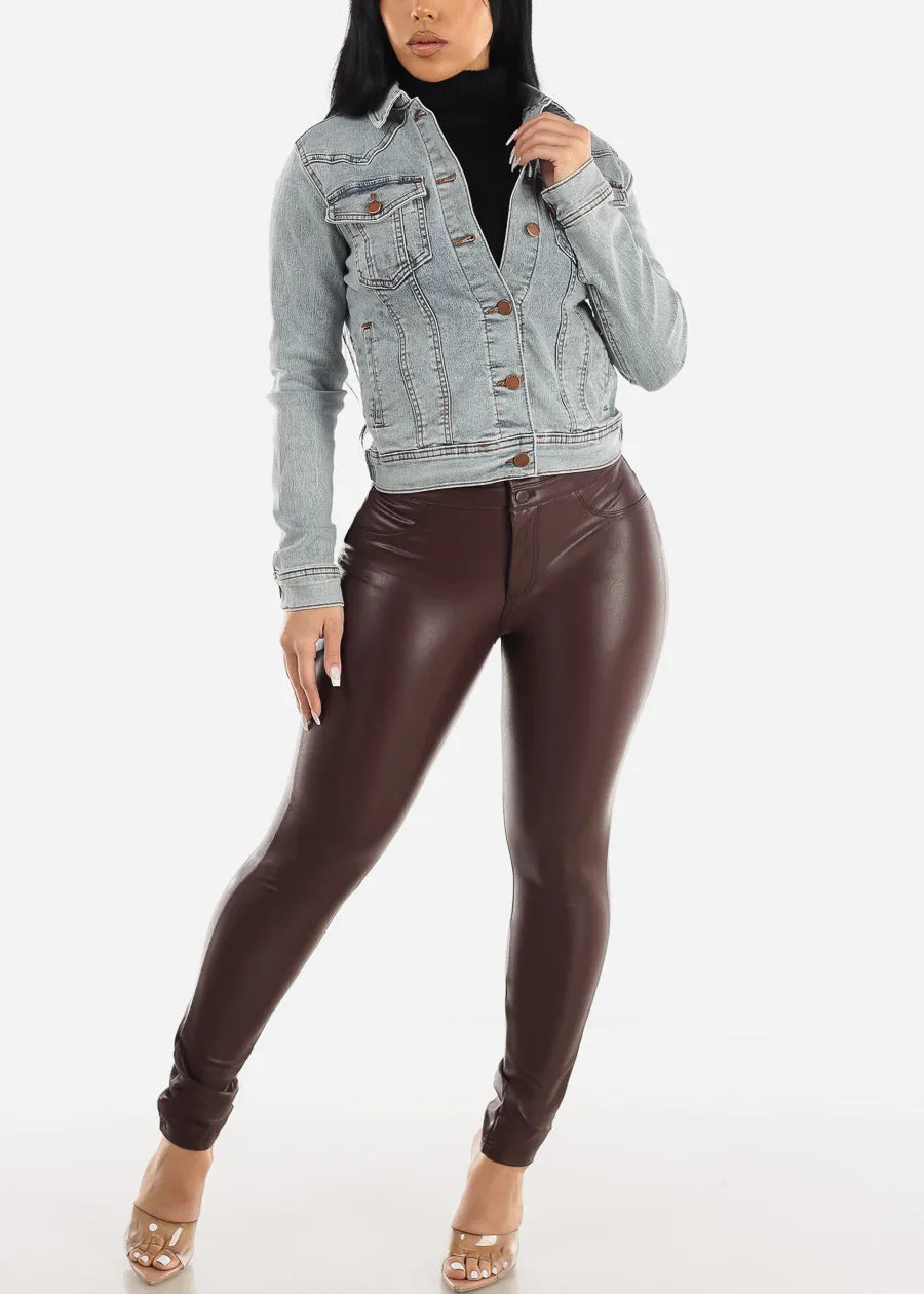 Classic Long Sleeve Button Up Denim Jacket Light Wash sold by Moda product image thumbnail 2