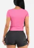 Short Sleeve Surplice Ribbed Top Pink sold by Moda