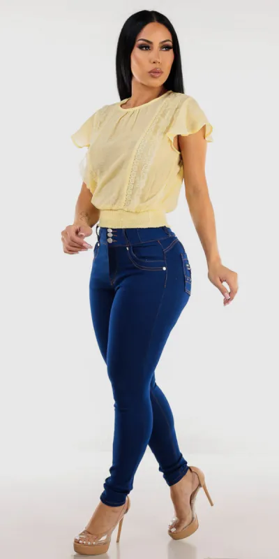 Smocked Butt Lift Denim Combo sold by Moda
