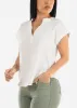 White Short Sleeve Vneck Blouse sold by Moda