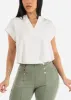 White Short Sleeve Vneck Blouse sold by Moda
