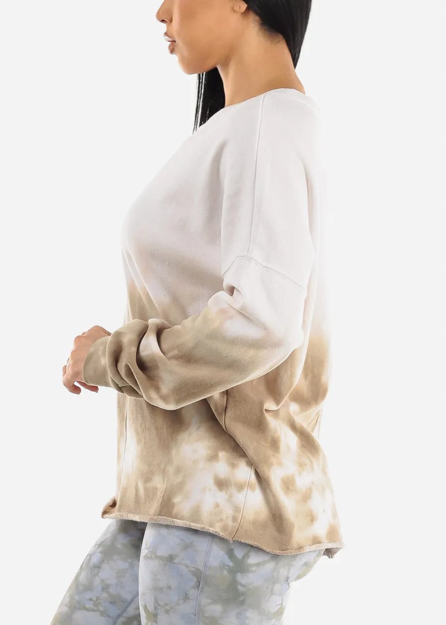 Long Sleeve Tie Dye Fleece Sweatshirt Olive sold by Moda product image thumbnail 3
