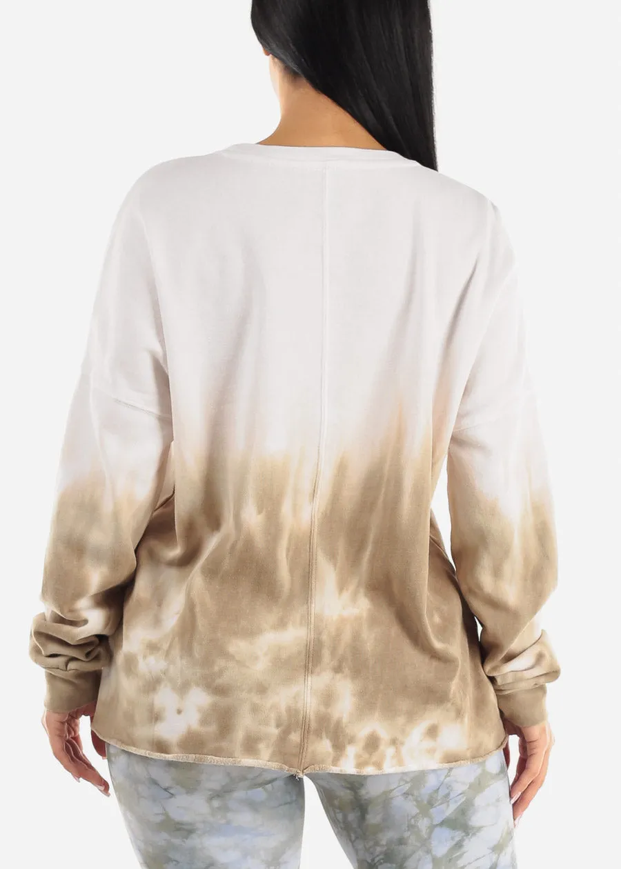 Long Sleeve Tie Dye Fleece Sweatshirt Olive sold by Moda product image thumbnail 4