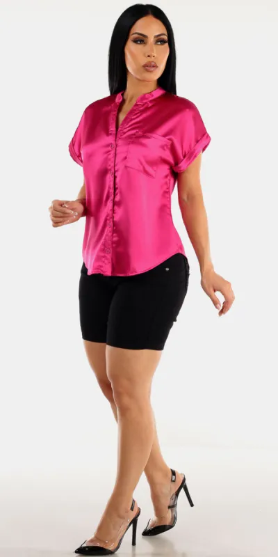 Satin Fuchsia Butt Lift Denim Outfit sold by Moda