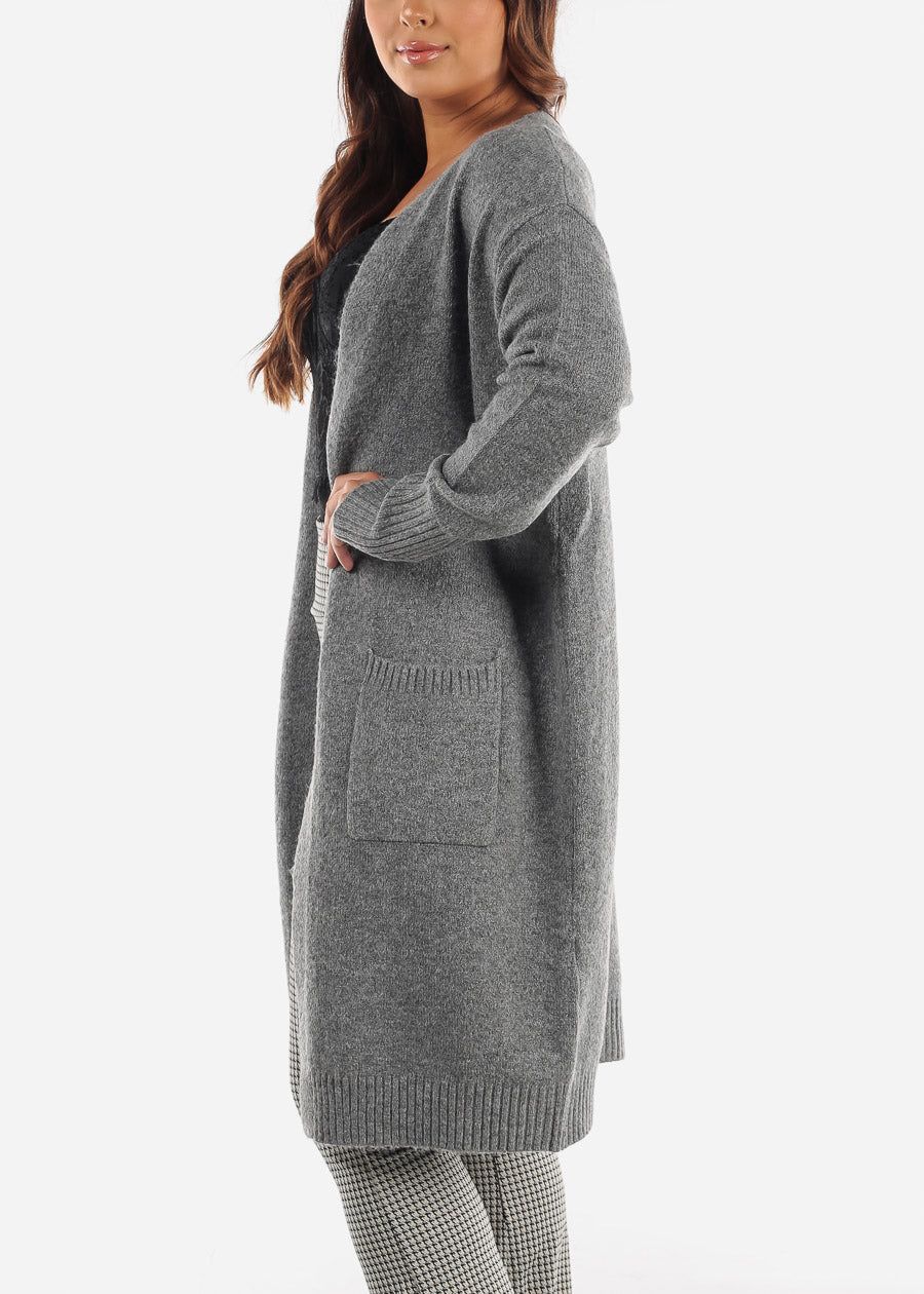 Long Sleeve Grey Maxi Cardigan w Pockets sold by Moda product image thumbnail 3