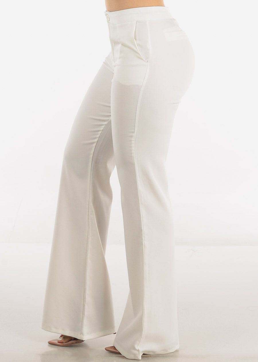White High Waist Formal Flared Bootcut Dress Pants sold by Moda product image thumbnail 3