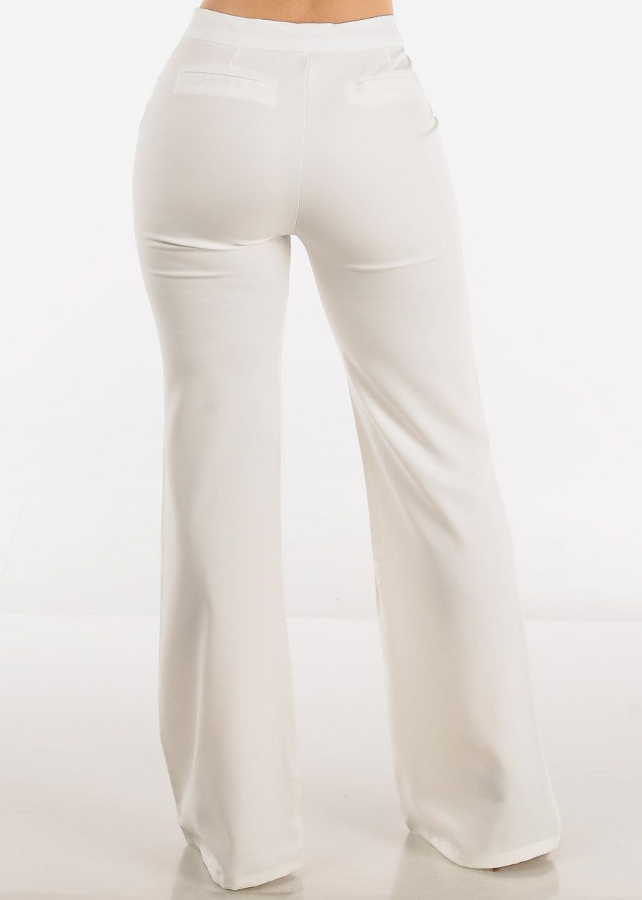 White High Waist Formal Flared Bootcut Dress Pants sold by Moda product image thumbnail 4