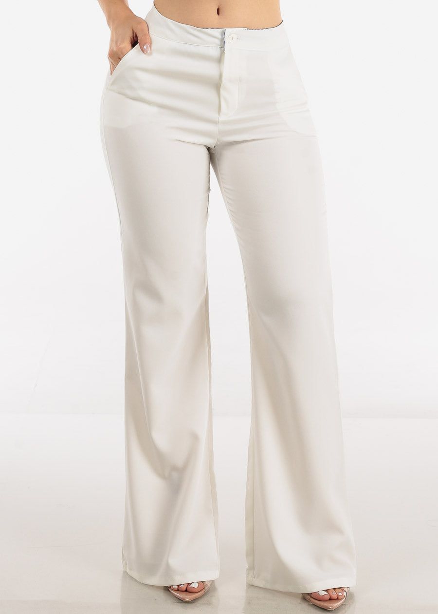 White High Waist Formal Flared Bootcut Dress Pants sold by Moda