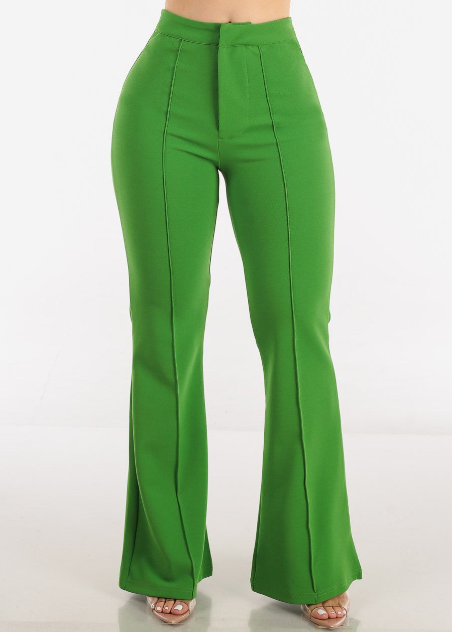 Elegant Wide Legged Flared Dress Pants Green sold by Moda product image thumbnail 2
