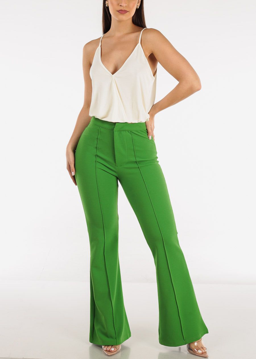 Elegant Wide Legged Flared Dress Pants Green sold by Moda product image thumbnail 3