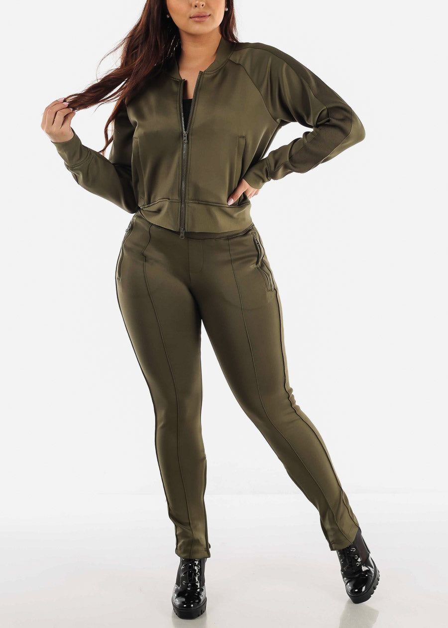 Olive Zip Up Tracksuit (2 PCE SET) sold by Moda product image thumbnail 2