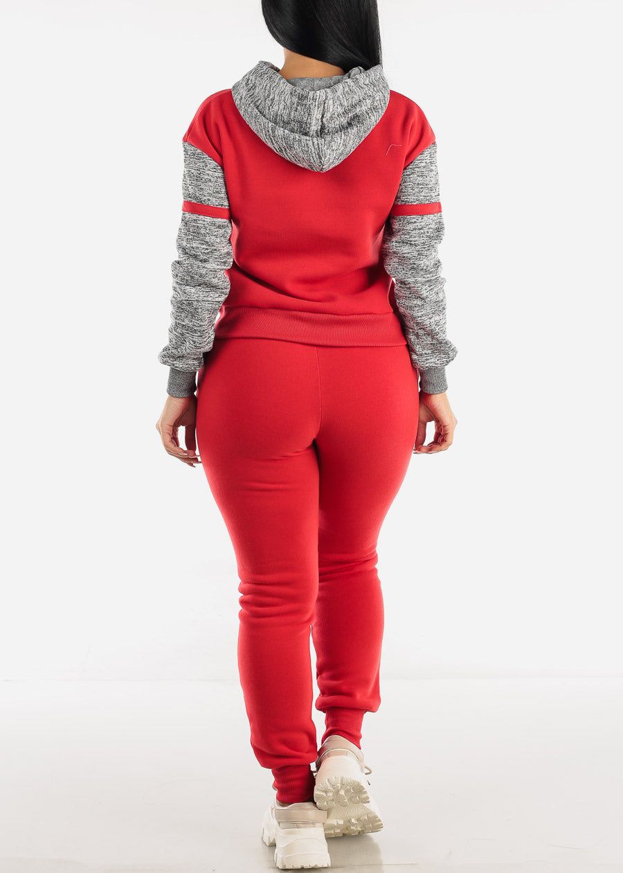 Fleece Pullover Hoodie & Jogger Sweatpants Red (2 PCE SET) sold by Moda product image thumbnail 3