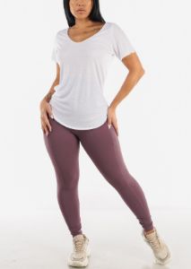 Short Sleeve Round Hem Loose Tee White sold by Moda