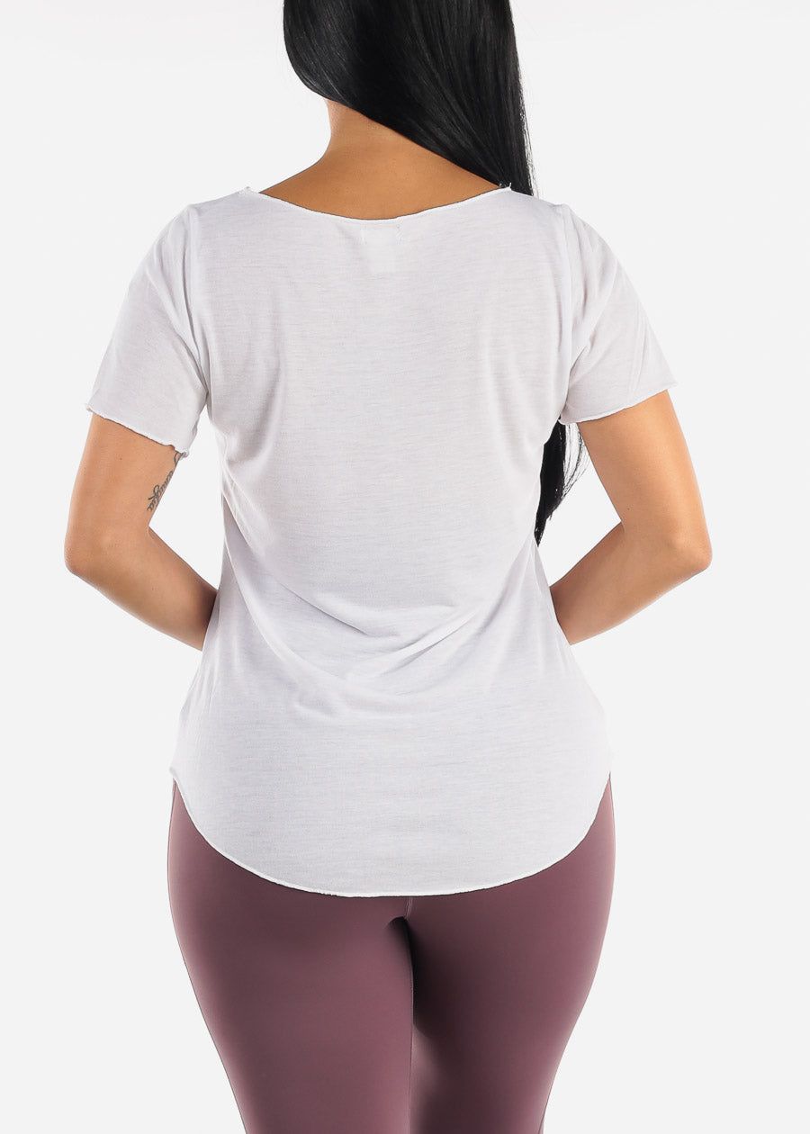 Short Sleeve Round Hem Loose Tee White sold by Moda product image thumbnail 4