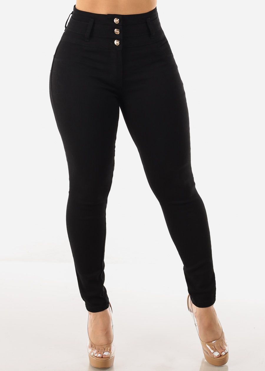 Super High Waist Black Levantacola Skinny Jeans sold by Moda product image thumbnail 3