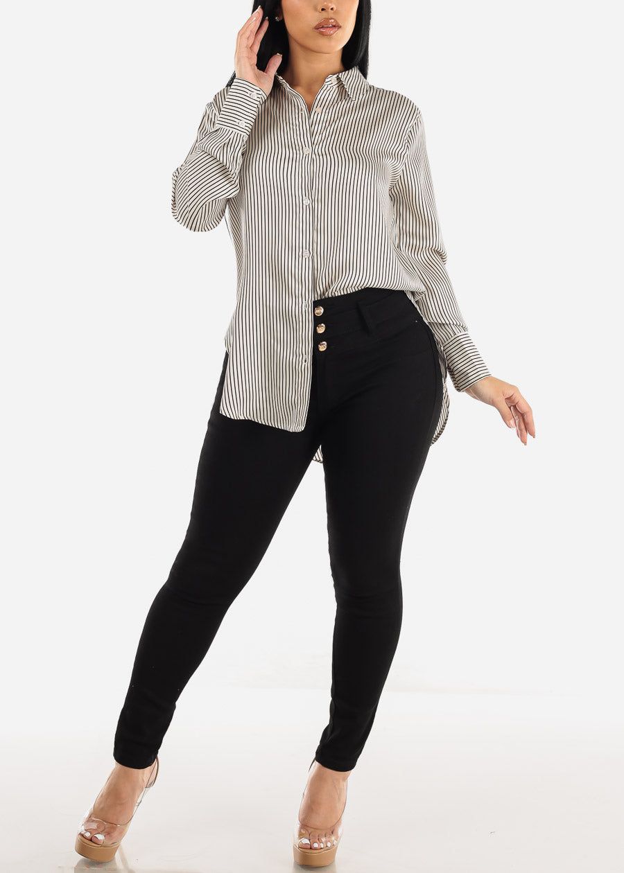 Super High Waist Black Levantacola Skinny Jeans sold by Moda product image thumbnail 2