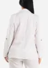 White Linen Long Sleeve Open Front Blazer sold by Moda
