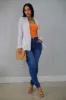 White Linen Long Sleeve Open Front Blazer sold by Moda