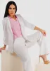 White Linen Long Sleeve Open Front Blazer sold by Moda