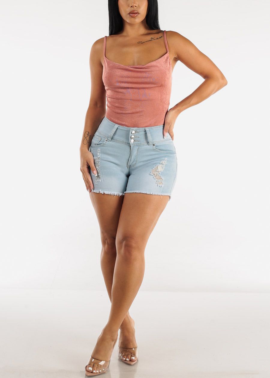 Sleeveless Slinky Cowl Neck Thong Bodysuit Rose sold by Moda product image thumbnail 2