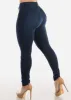Mid Rise Dark Stretchy One Button Skinny Jeans sold by Moda
