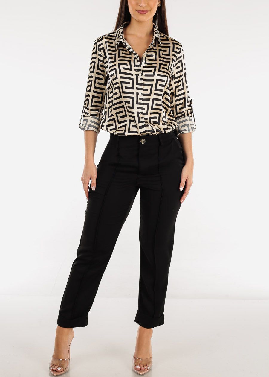 Black High Waist Pintuck Straight Ankle Pants sold by Moda product image thumbnail 2