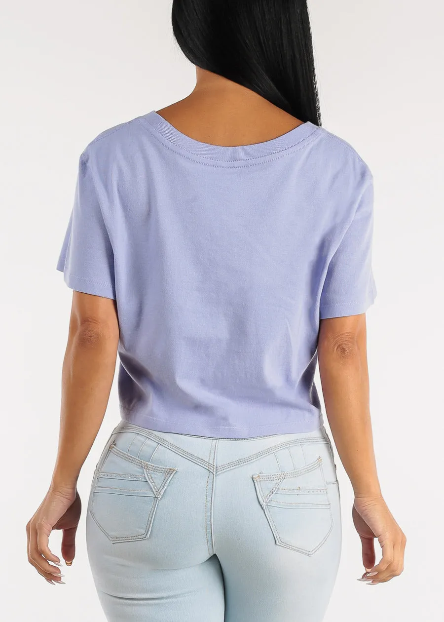 Short Sleeve Happiness Graphic Cropped Tee Lavender sold by Moda product image thumbnail 4