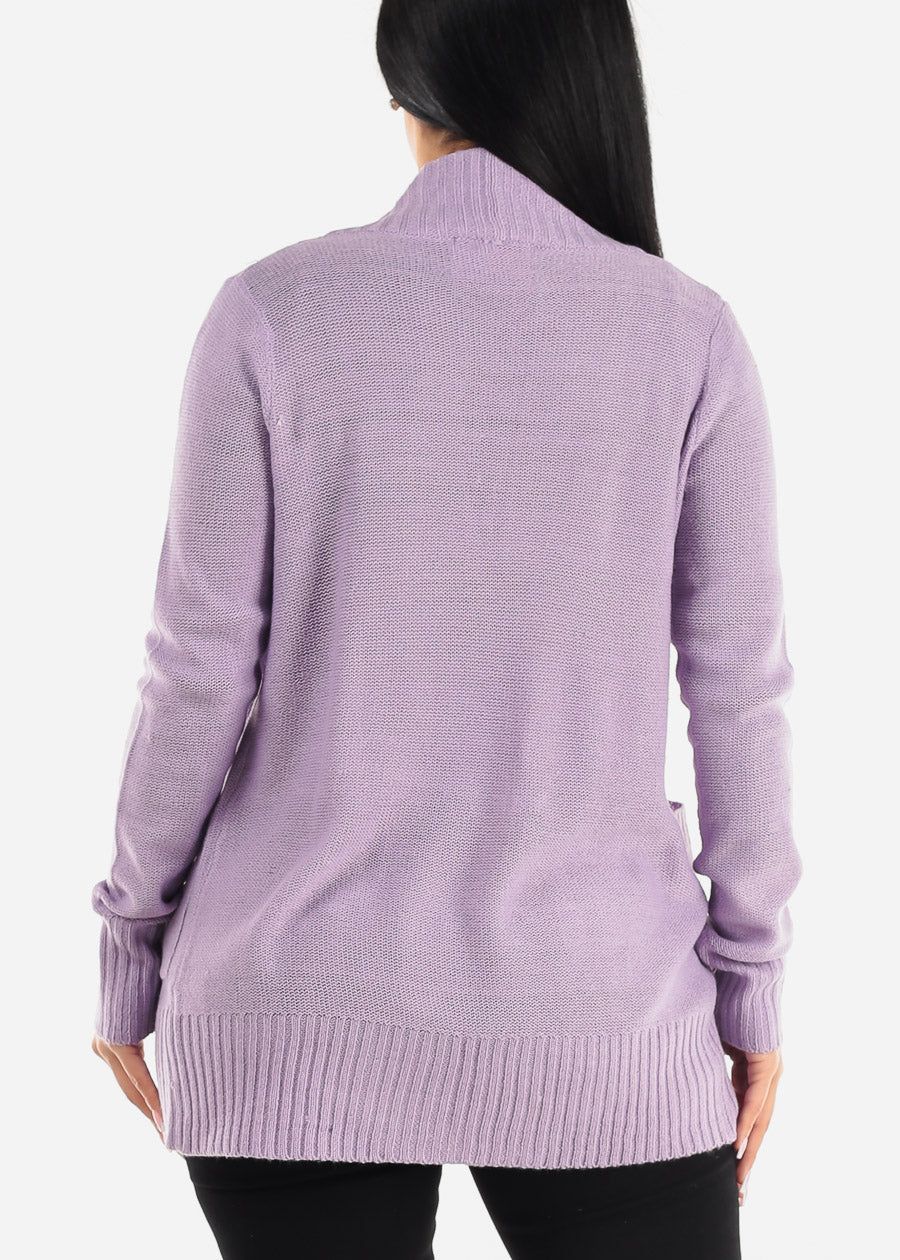 Lilac Open Front Pocket Cardigan sold by Moda product image thumbnail 4