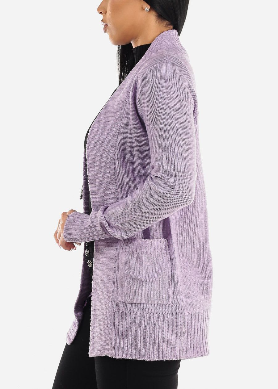 Lilac Open Front Pocket Cardigan sold by Moda product image thumbnail 3
