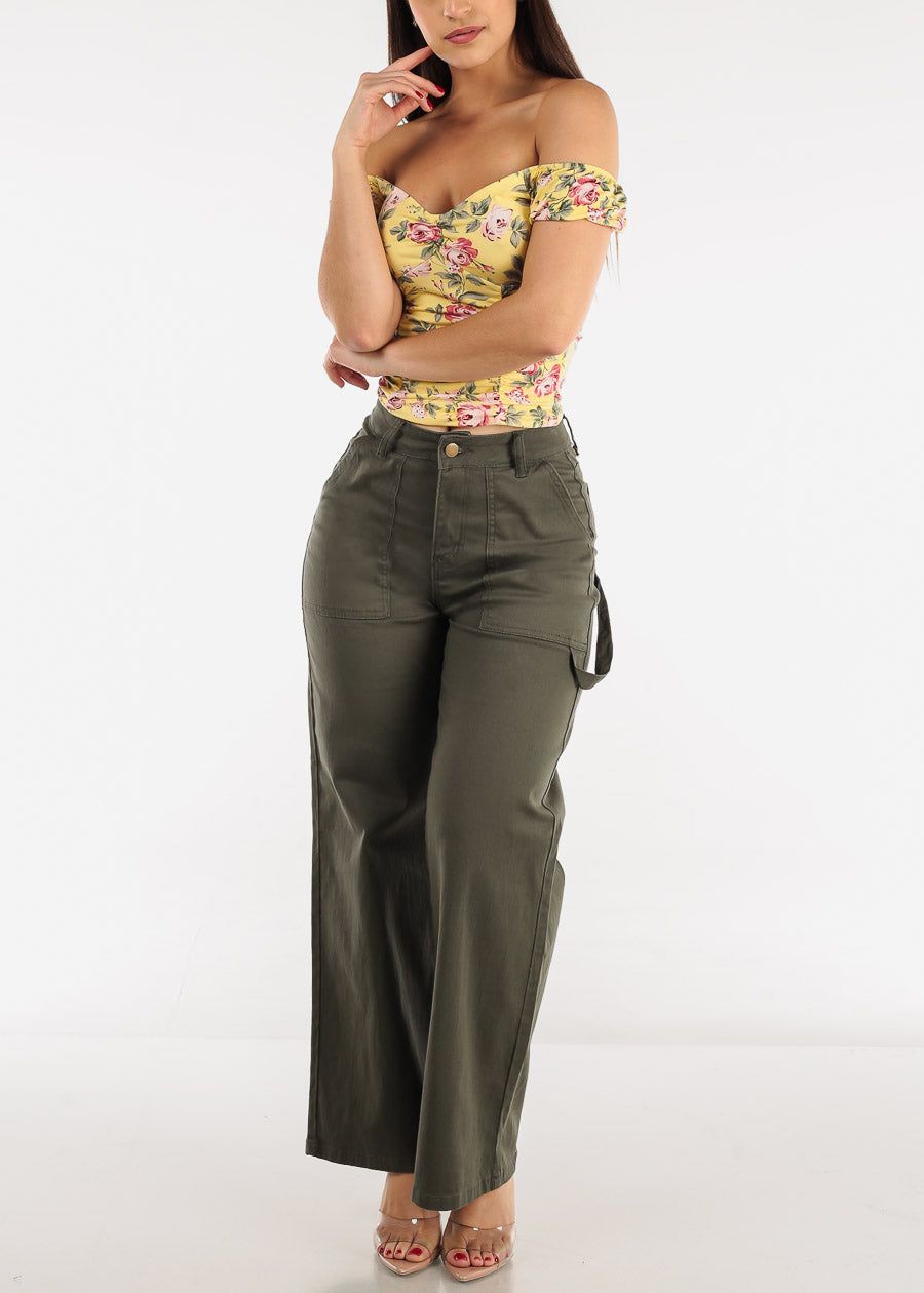 Ruched Short Sleeve Floral Top Yellow sold by Moda product image thumbnail 2