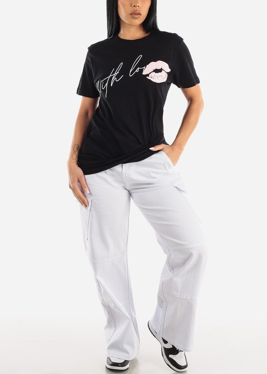 Black Short Sleeve With Love Graphic Tee sold by Moda product image thumbnail 2