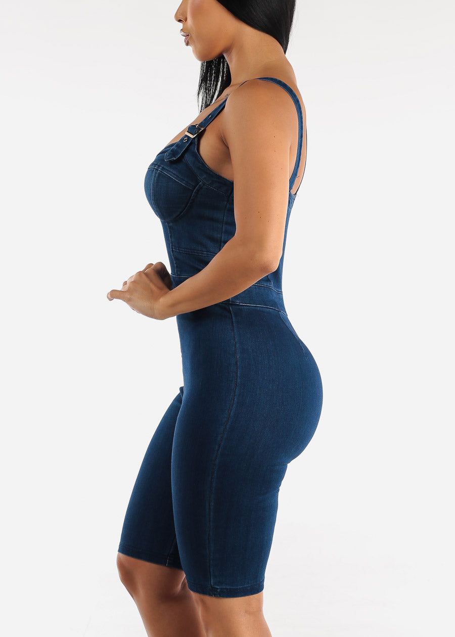 Sleeveless Denim Bermuda Romper w Padded Bust sold by Moda product image thumbnail 3