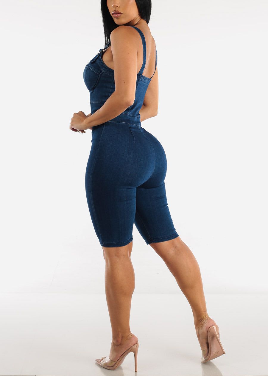 Sleeveless Denim Bermuda Romper w Padded Bust sold by Moda product image thumbnail 5