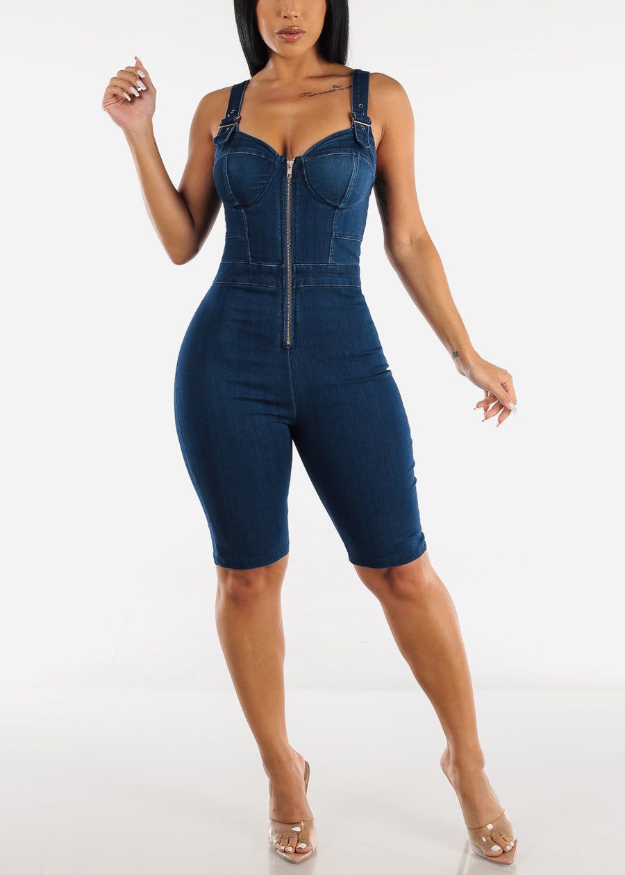Sleeveless Denim Bermuda Romper w Padded Bust sold by Moda product image thumbnail 2